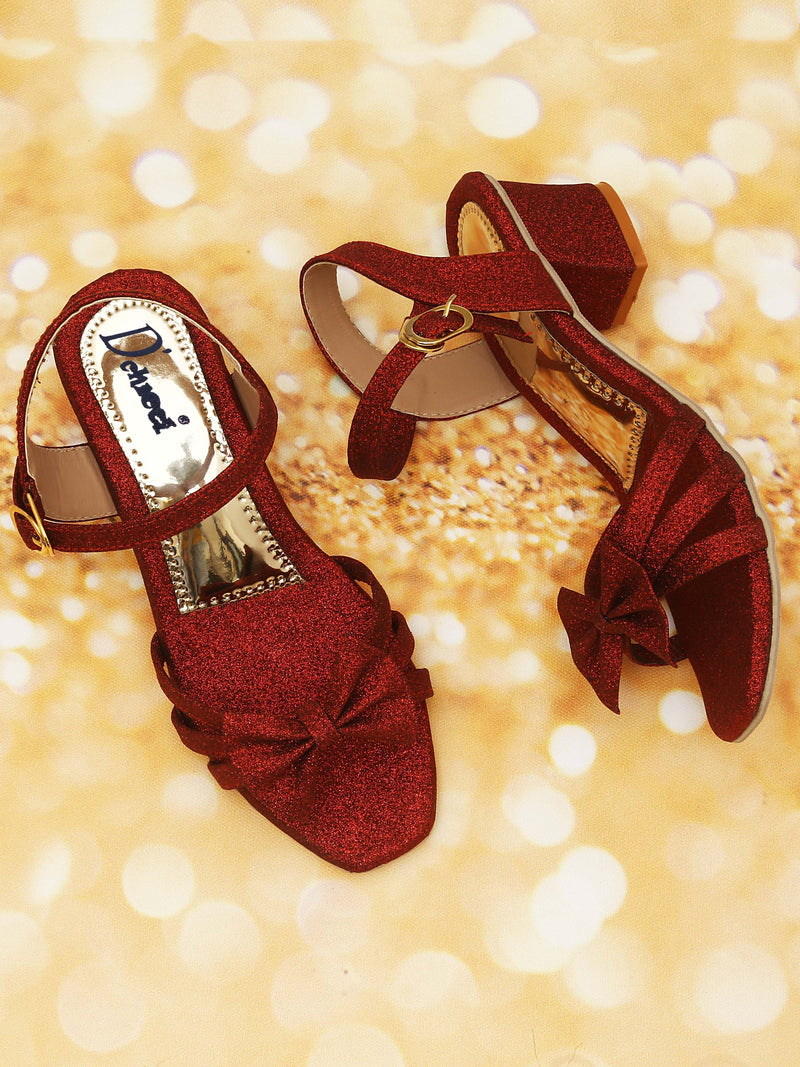D'chica Sparkly Red Heel Sandals For Girls - D'chica