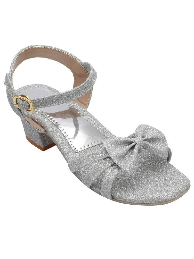 D'chica Sparkly Silver Heel Sandals For Girls