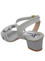 D'chica Sparkly Silver Heel Sandals For Girls
