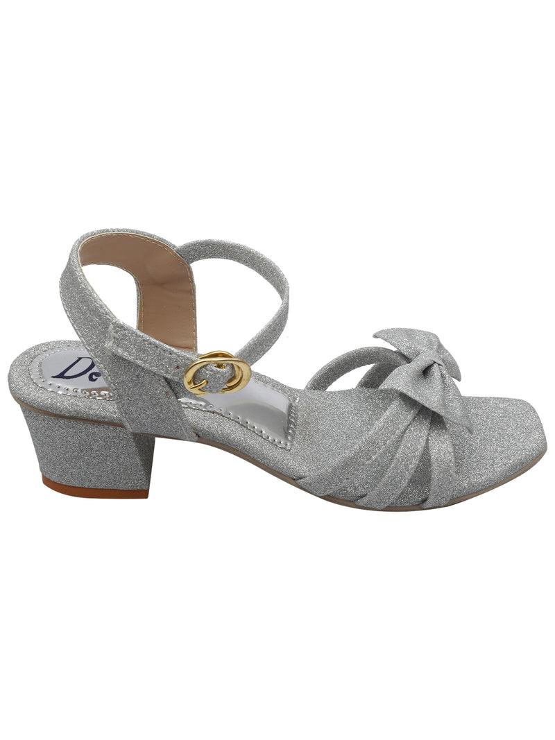 D'chica Sparkly Silver Heel Sandals For Girls - D'chica