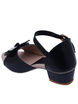 D'chica Bow Applique Heels For Girls Black - D'chica