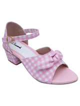 D'chica Pink Check Heels For Girls - D'chica