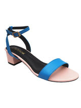 Pink & Blue Comfortable Ankle Strap Block Heel Sandals