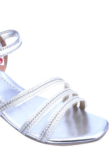 D'chica Festive & Partywear Silver Closed Toe Open Back Heels For Girls