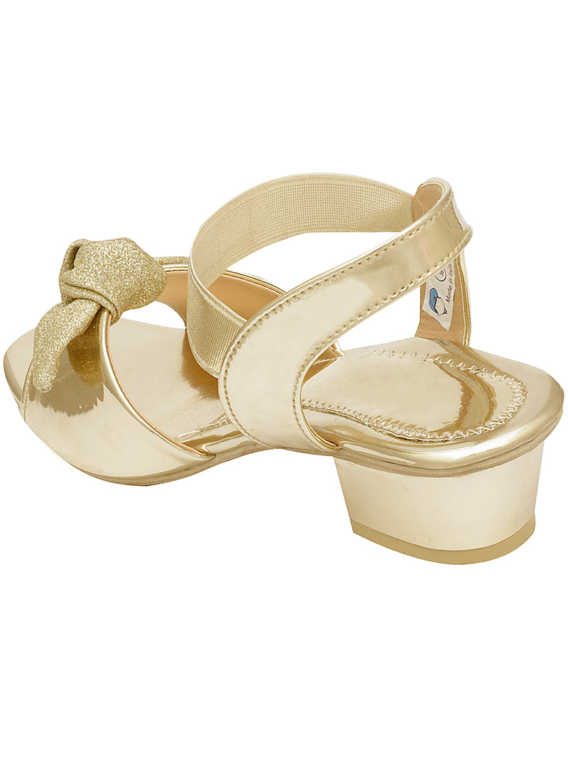 D'chica Festive & Partywear Golden Closed Toe Open Back Heels For Girls