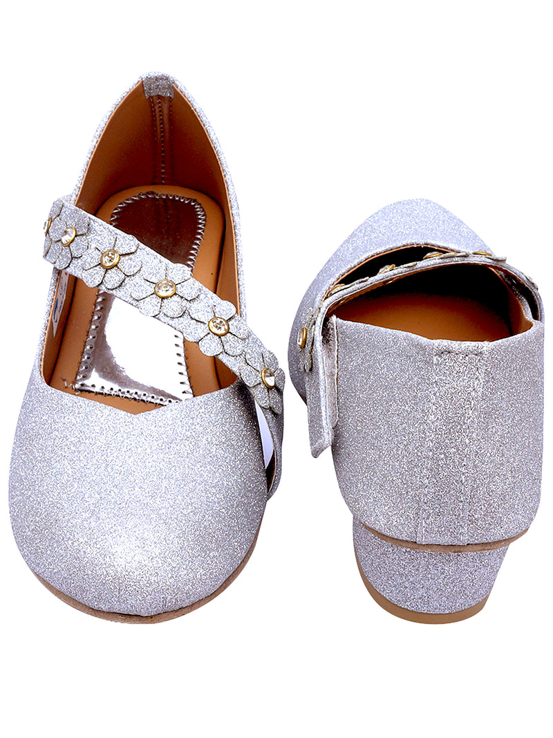 D'chica Festive & Partywear Silver Block Heels For Girls - D'chica