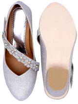 D'chica Festive & Partywear Silver Block Heels For Girls - D'chica