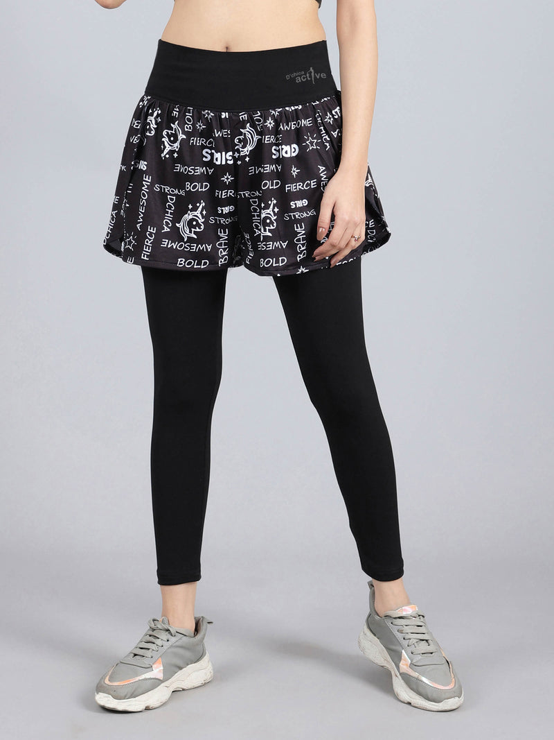 Overlapping Shorts With Leggings, Comes With Side Pocket