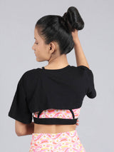 D’chica Solid coloured Bust Cut Active Wear Short Sleeve Stylish Cropped Exercise Top for Girls