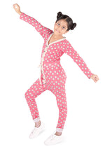 D'chica Slim fit Warm Thermal Fabric Full Sleeves Cat Print Jumpsuit For Girls Winterwear