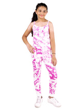 D'chica Slim fit Pink Tie & Dye Thermal Sleeveless Top and Bottom Sets For Girls