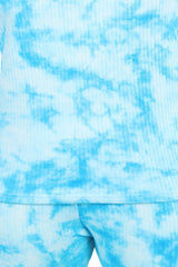 D'chica Slim fit Blue Tie & Dye Thermal Fabric Full Sleeves Top For Girls