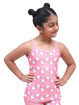 D'chica Slim fit Kitty Print Themal Top For Girls Pink