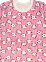 D'chica Slim fit Girls Kitty Print Thermal Full Sleeves Top For Girls